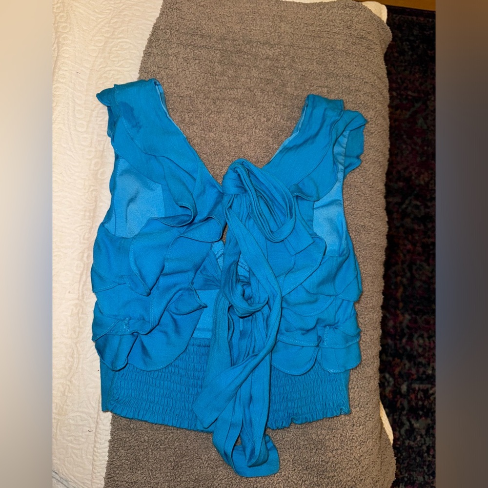 Blue Ruffle Tank - Picture 3 of 5